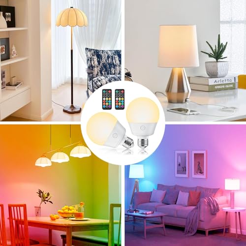 Brightown E26 Rechargeable Light Bulb with Remote and Timer, Battery Backup Bulb for Sconces and Lamps, Magnetic Bulbs for...