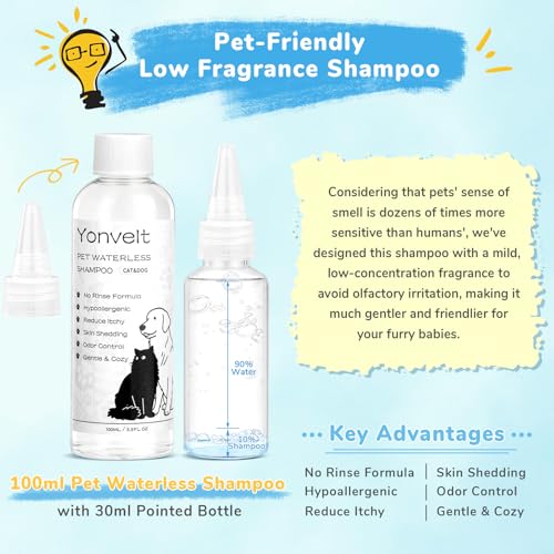 10Pcs Mist Spray Brush Kit for Cats & Dogs, Hair Health & Grooming Set with 100ml Waterless Shampoo, Cat Scratcher w/Catni...
