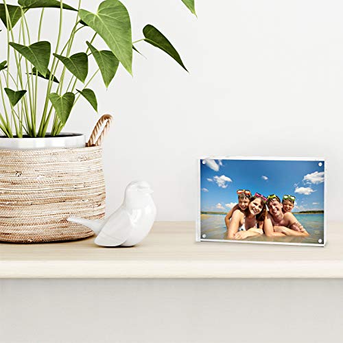 Americanflat 4x6 Acrylic Picture Frame - Double Sided Frames with Magnetic Corners - Transparent Acrylic Frames for Desk o...