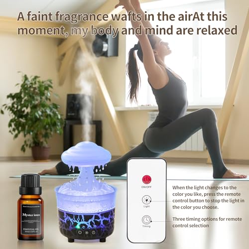 BOHOFAM Aroma Essential Oil Diffuser,Rain Cloud humidifier Simultaneously Water Drip and Air Mist,Rain Diffuser with 4 Hot...