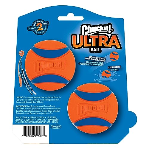 Chuckit! Ultra Ball Dog Toy - Medium Bouncy Fetch Balls For Dogs 20-60 lbs - Made from Durable Rubber - Floating Water Pet...