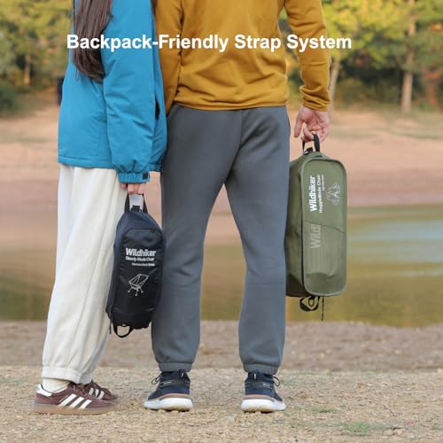 Wildhiker Compact High Back Camping Chair - Foldable with Dual Sitting Modes, Pillow, Arm Pads and Side Pockets - Lightwei...