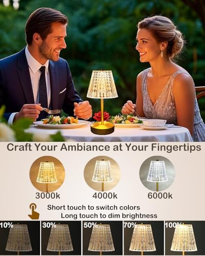 Set of 2 Rechargeable Table Lamps-Small Size Battery Powered Lamps-Cordless Desk Lamp for Restaurant Dinner Bathroom Kitch...