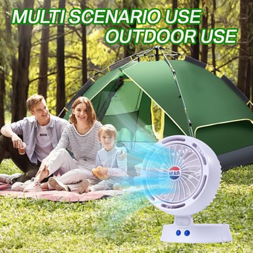 Estensoe Rechargeable Camping Fan with Light - Solar Powered, USB/Battery Operated with Remote, 10400mAh, 4-Speed Adjustab...