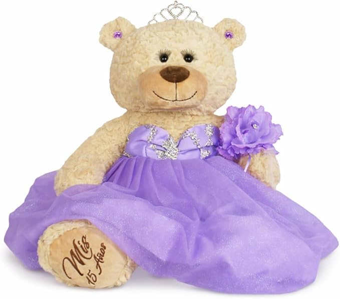 KINNEX COLLECTIONS SINCE 1997 Large 20” Quinceañera Teddy Bear Centerpiece – Elegant Dress, Oversized Keepsake Gift for 15...