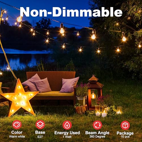 Small E26 LED Night Light Bulbs 1W Mood Light Bulbs Soft White 3000K Not Dimmable 10W Equivalent for Bedroom Bathroom Make...