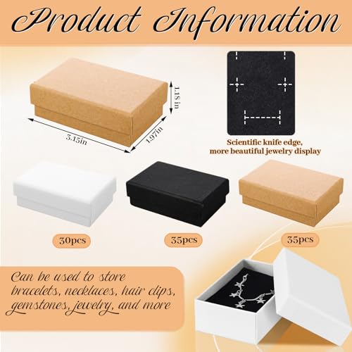 Tenceur 100 Pcs Valentines Jewelry Gift Boxes Bulk Kraft Jewelry Cardboard Box for Necklace Earring Bracelet Storage Packa...