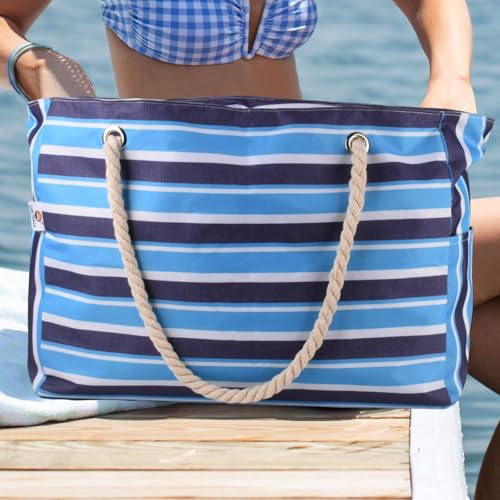 CaCTOUR Beach Bags for Women,Large Beach Bag Waterproof Sandproof with Zipper Pocket,Travel Tote Bag,Swim Pool Bag for Family