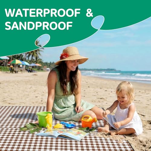 Waterproof Beach Blanket Picnic Outdoor Camp Mat Towel Family Trip Essentials Summer Vacation Must Have Travel Accessories...
