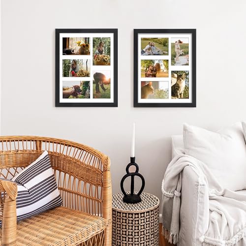 DUENPY 11x14 Collage Picture Frame, 4x6 Collage Picture Frame, Displays Five 4x6 inch Photos, or 11x14 (Without Mat) Wall ...