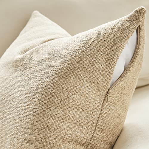 Anickal Set of 2 Linen Pillow Covers 20x20 Inch Rustic Square Decorative Throw Pillow Covers for Sofa Couch Farmhouse Home...