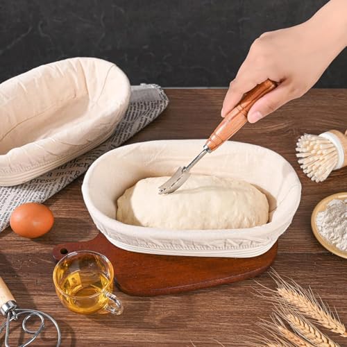"Saint Germain Bakery Premium Round Bread Banneton Basket with Liner - Perfect Brotform Proofing Basket for Making Beautif...