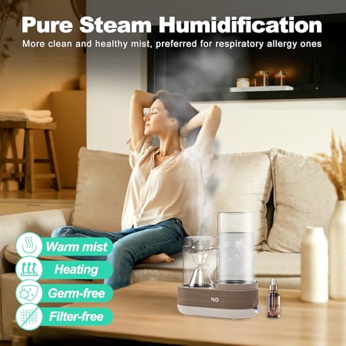 Y&O Glass Essential Oil Diffuser, 1600ml Steam Aromatherapy Diffuser with Glass Reservoir Auto-Off, Natural Fragrance Oil ...