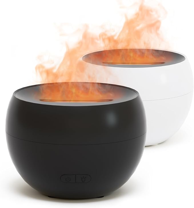 SALKING 2 Pack Flame Essential Oil Diffusers for Home, 150ml Fire Ultrasonic Diffusers for Essential Oils, Aromatherapy Di...