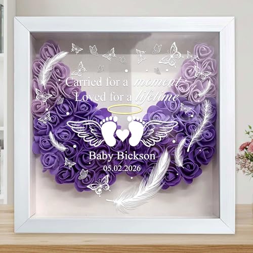 Personalized Baby Memorial Flower Shadow Box, Infant Loss Gift, Miscarriage Lover Gift, Baby Memorial Keepsake, Baby Loss ...