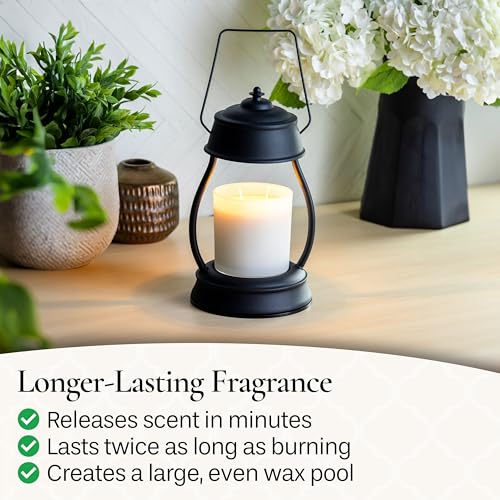 Candle Warmers Etc Hurricane Candle Warmer Lantern for Top-Down Candle Melting, Black