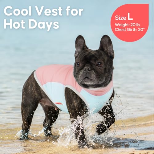 KYEESE Dog Cooling Vest, Breathable Dog T Shirt for Small Dogs Girl, Soft Sun Protection Reflective Tank Top with Cooling ...