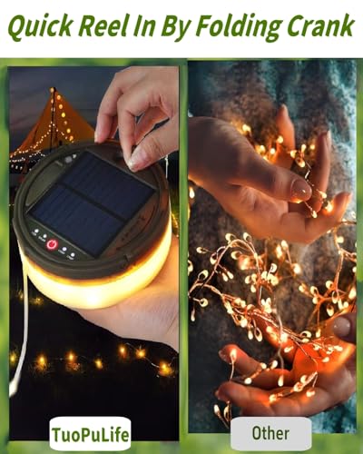 Solar Camping String Lights, 39.4 FT Fairy String Light, 4 in 1 Portable Waterproof Camp LED Lamp with 8 Lighting Modes, H...