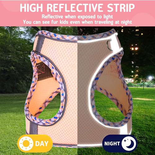XXS Cat Harness and Leash Set - Breathable Mesh Vest with Reflective Strips, Escape-Proof Harness with No-Choke Design Sec...