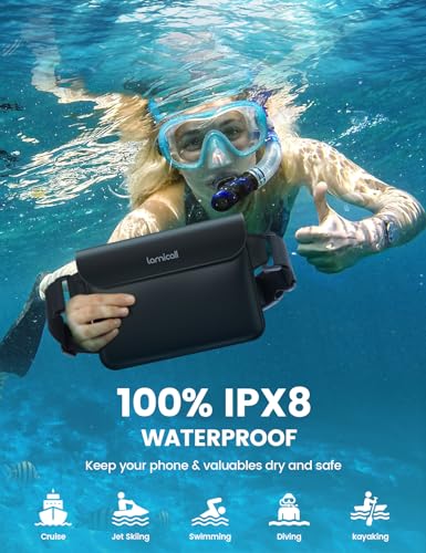 Lamicall Waterproof Fanny Pack Pouch [Elastic Waist Strap] - IPX8 Dry Bags Water Proof Pouch for Swimming, Beach, Kayakin...
