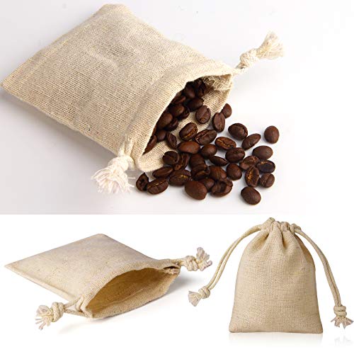 JIAKAI Pack of 20PCS 3x3.7Inch Double Drawstring Cotton Cloth Bag for Small Jewelry Bracelet Beads Spice Gift Bags