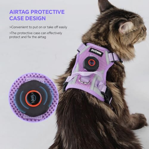 Cat Harness and Leash Set with AirTag Holder: Upgraded Escape Proof Vest with Lead for Small Dog Puppy Large Cat Walking，S...