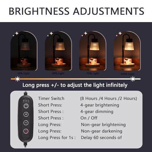 Candle Warmer Lamp Essential Oil Diffuser, Adjustable Height Dimmable Candle Warmer with Timer for Bedroom Living Room Hom...