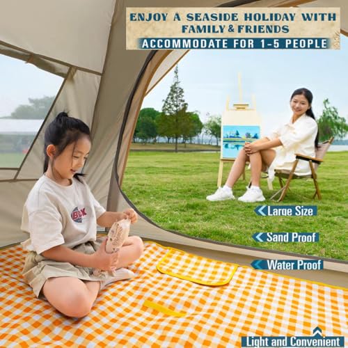 Extra Large Picnic Blanket Beach Blankets, 80''x60'' Picnic Mat Waterproof Sand Proof Foldable Portable for Outdoor Campin...