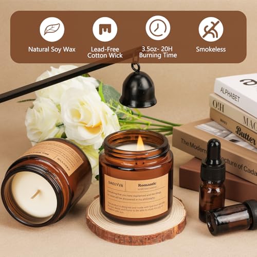 12 Pack Candles for Home Scented,Scented Candles Gift Set for Women &Men,Natural SoyCandles(Amber Jar),Aromatherapy Candle...