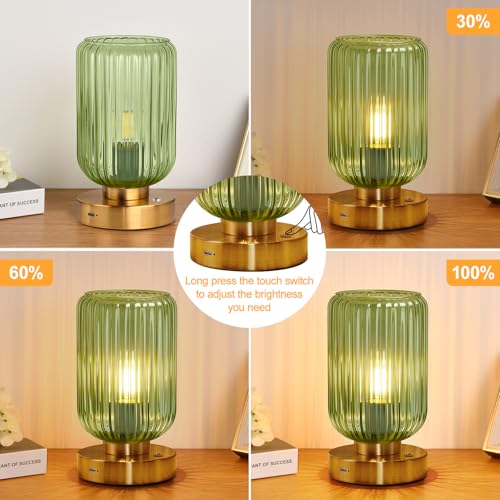 LightRound Cordless Table Lamp for Bedroom, 7500mAh Rechargeable Battery Operated Lamp, Modern Touch Dimmable Wireless Lam...