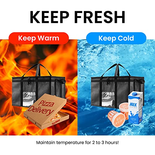 NZ home Insulated Bags for Food Delivery (3XL) Grocery Shopping Cooler Bag, Pizza Delivery, Hot & Cold Catering Tote, Reus...