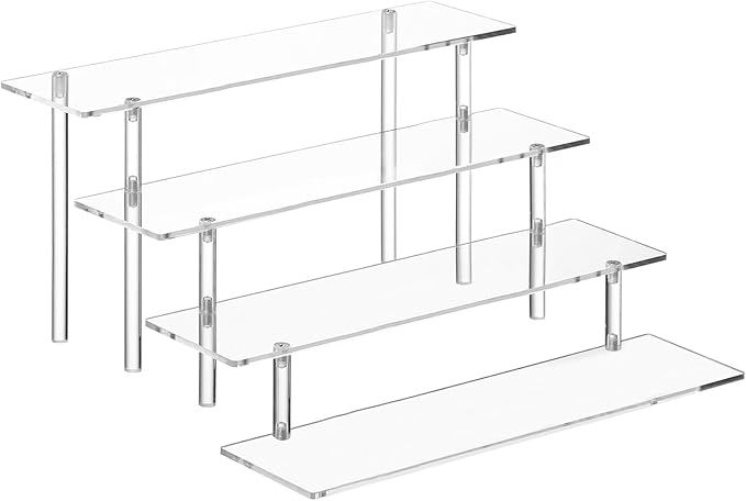 HENABLE 4 Tier Acrylic Perfume Organizer Stand, Clear Display Risers for Perfume, Cologne, Cosmetic, Skincare, Funko POP, ...