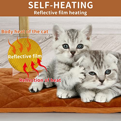 NAMOTEK Self-Warming Cat Bed Indoor/Outdoor Super Soft Self Heating Pet Mat Washable Thermal Pad for Cat & Dog 21x16 inch