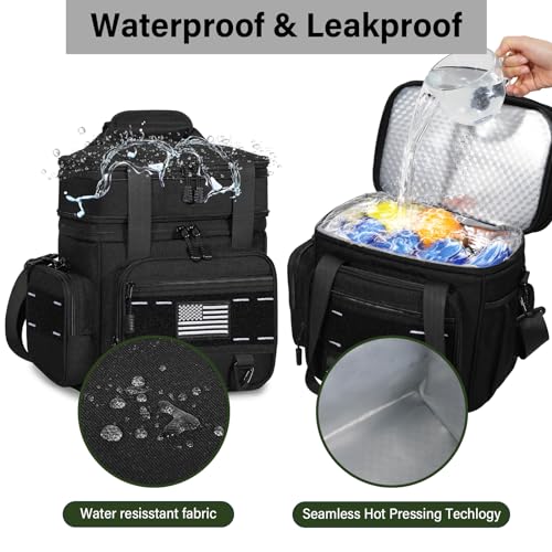TENKIST Expandable Tactical Lunch Box, Large Insulated Lunch Cooler Bag Heavy Duty Leakproof Lunch Pail for Men Adults Wor...