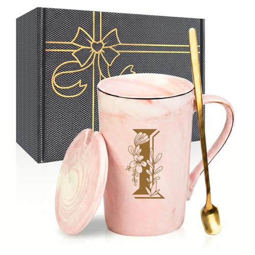 Jmugmt Letter I Personalized Initial Mugs, Letter I Personalized Coffee Mug, Novelty Birthday Mother's day Gifts for Mom G...