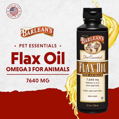 Barlean's Flaxseed Oil for Animals, Pet Essential Liquid Omega 3 Fatty Acids Cat and Dog Oil Supplements for Skin and Coa...