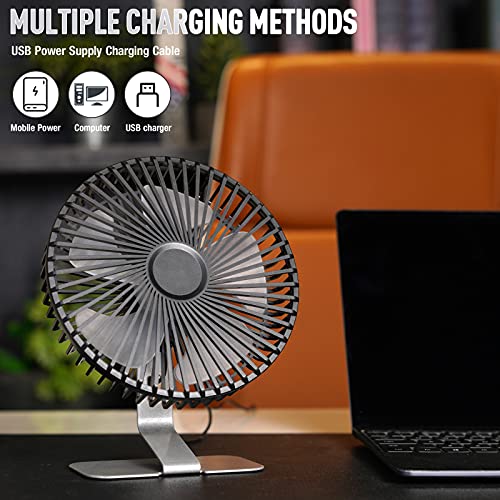 SLENPET 6 inch USB Small Desk Fan, 4 Speeds, Ultra-quiet, 90° Adjustment for Better Cooling, Portable Mini Powerful Deskto...