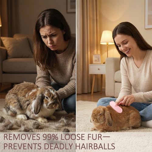 MCTOURY Rabbit Brush for Shedding Grooming: Effective at Removing 99% Loose Hair - Gentle Massage Appears Relaxed Comforta...