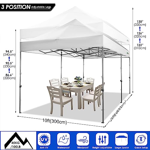 COBIZI 10x20 Heavy Duty Pop up Canopy Tent with 6 sidewalls Easy Up Commercial Outdoor Wedding Party Tents for Parties All...