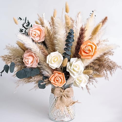 Dried Flower Bouquet | Pampas Grass Decor | Floral Arrangements for Home & Wedding | Boho, Rustic, and Modern Decorations...