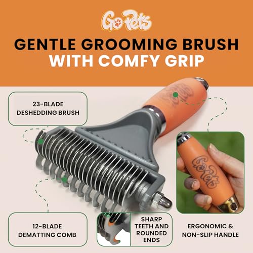 GoPets 2-in-1 Dematting Comb for Dogs, Pet Grooming Rake, Double-Sided Dog Brush for Shedding, Deshedding Brush for Cats, ...