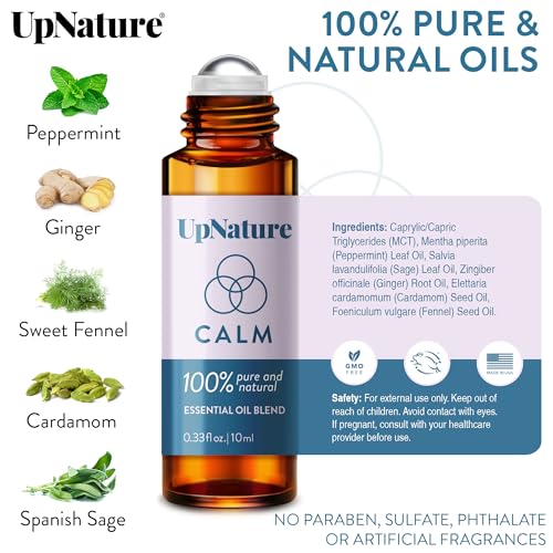 UpNature Calm Essential Oil Roll On - Self Care Gifts for Mom Women Her - 100% Natural Aromatherapy Blend for Relaxation R...
