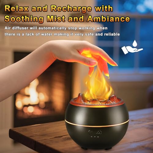 2 Pack Essential Oil Diffuser,Colorful Flame Air Aroma Diffuser Humidifier,Upgraded 7 Flame Colors Noiseless Essential Oil...