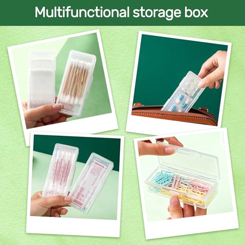 BEAGERUO 4 Pcs Cotton Swab Holder, Travel Portable Floss Pick Dispenser, Hair Tie Organizer, Small Plastic Box with Lid, ...