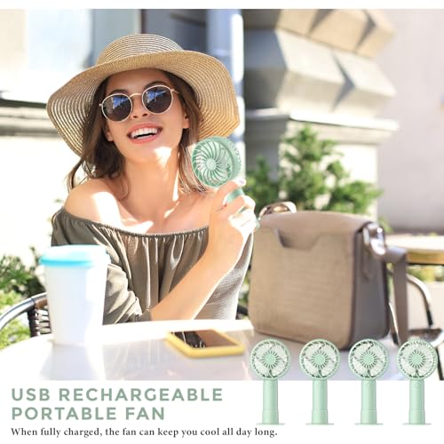 Tujoe 6 Pcs Mini Powerful Handheld Fan 3 Speed Personal Small Portable Rechargeable Fan with Base USB for Women Eyelash Ma...
