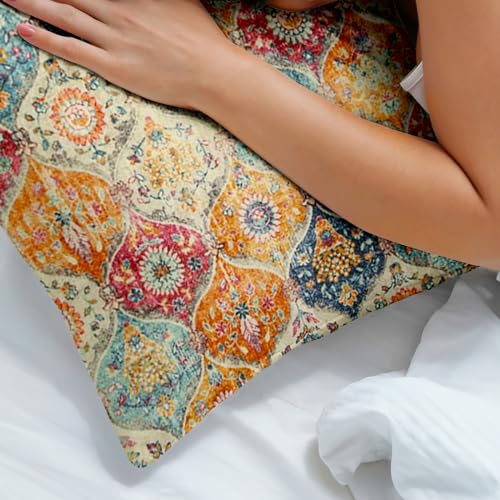 ZSYTZL Boho Throw Pillow Covers 18x18 inch Set of 2,Soft Pillowcases Bohemia Carpet Printing Pattern Decorative Sofa Livin...