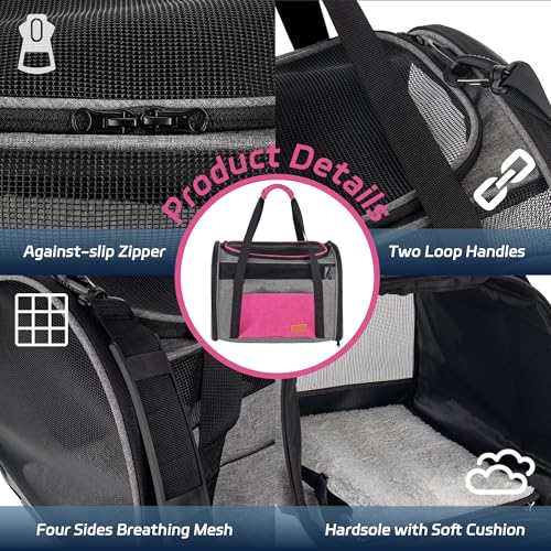 Large Cat Carrier for 20 lbs Pets - Soft Sided Breathable Mesh Travel Carrier, Airline Approved, Washable for Small Dogs P...