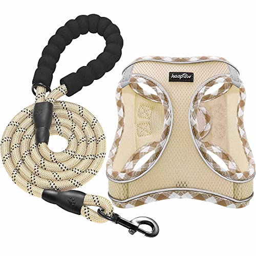 haapaw Dog Harness with Leash Set, No Pull Adjustable Reflective Step-in Puppy Harness with Thickened Padded Vest for Extr...