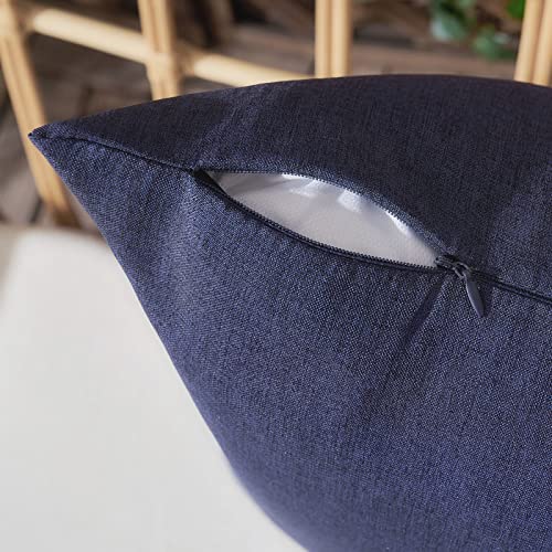 Woaboy Set of 2 Outdoor Waterproof Throw Pillow Covers Decorative Farmhouse Linen Pillowcases Solid Cushion Cases for Pati...