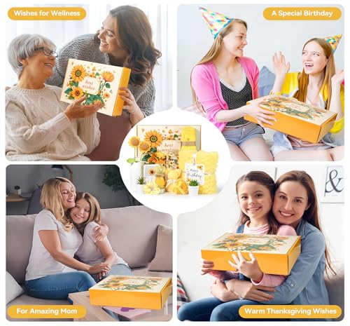 Mother's Day Gifts for Mom, 17pcs Relaxing Spa Gifts Set for Girls, Sisters, Mom, Sunflower Self-Care Package, Sending Sun...